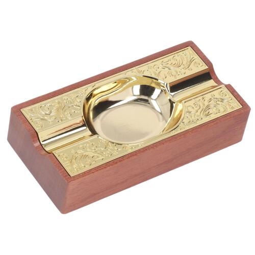 Vintage Rectangular Wood Cigar Ashtray Portable Tabletop Black