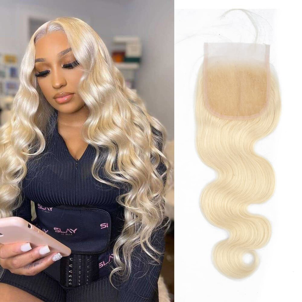 Brazilian 613 Lace Closure 4x4 Transparent Swiss Lace Body Wave Virgin Human Hair 20 Inch