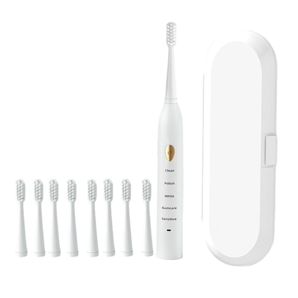 Yonrjhukm Electric Toothbrush, 8 Brush Heads, 5 Cleaning Modes, IPX7 Waterproof, Fast Charging, Long-Lasting Battery