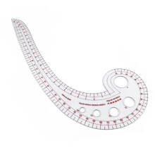 Transparante plastic kleermakersliniaal met Franse curve, kommavormige linialen