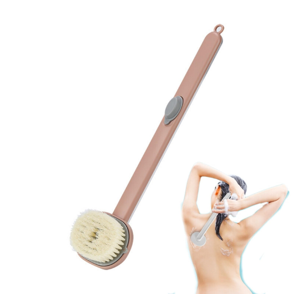 Pink Long Handle Bath Brush With Soap Dispenser For Back Scrubbing And Gentle Exfoliation