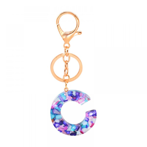 1 buc breloc multicolor cu litere inițiale A - Z, rășină KC