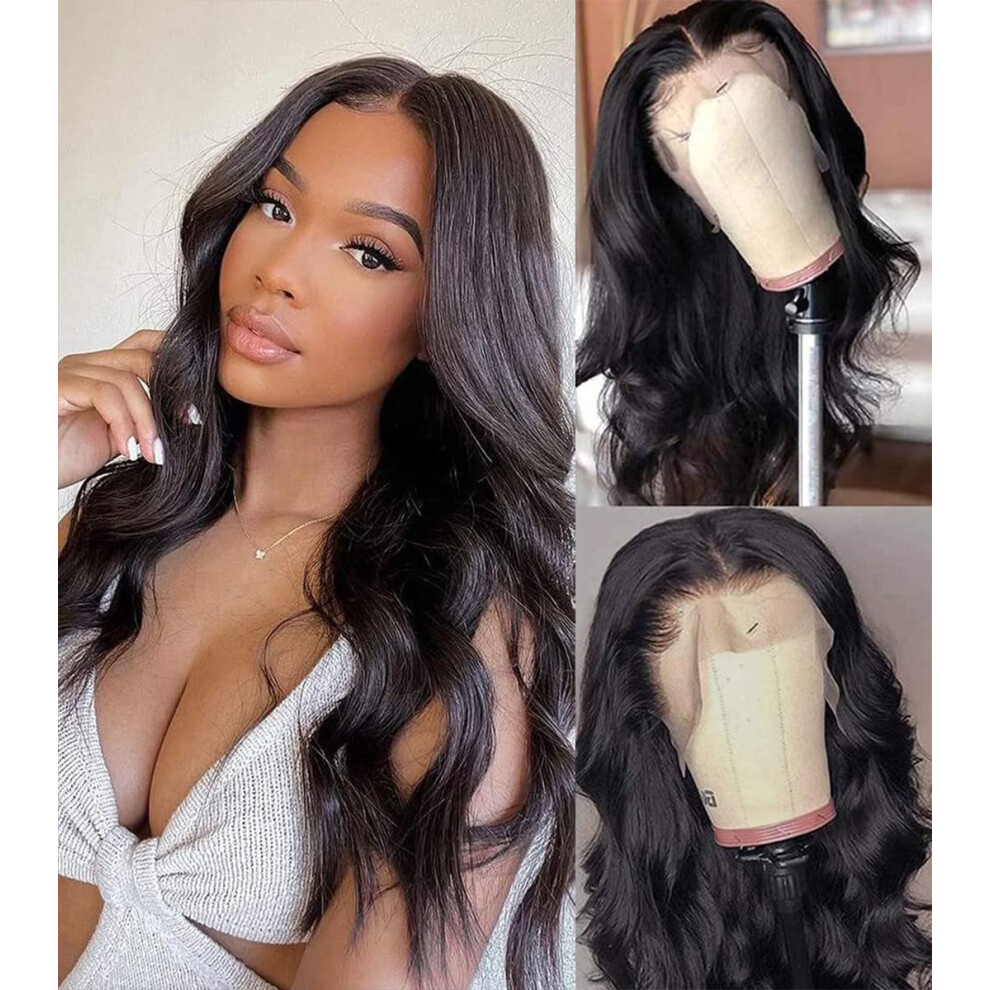 Unisex Natural Middle Part 20 Inch Lace Front Wig Pre Plucked 150% Density Brazilian Virgin Human Hair