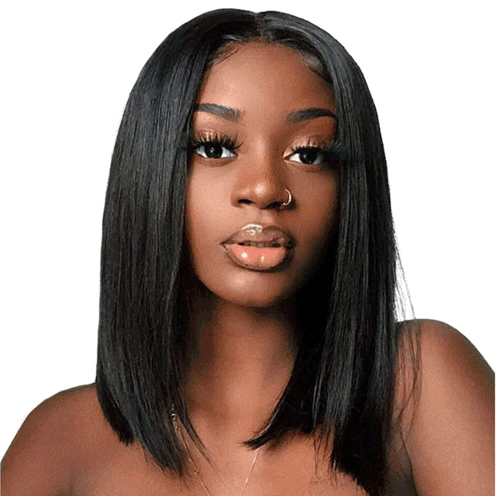 Synthetic Lace Front Bob Wig Lavender Shoulder Length Straight Heat Resistant for Women Cosplay