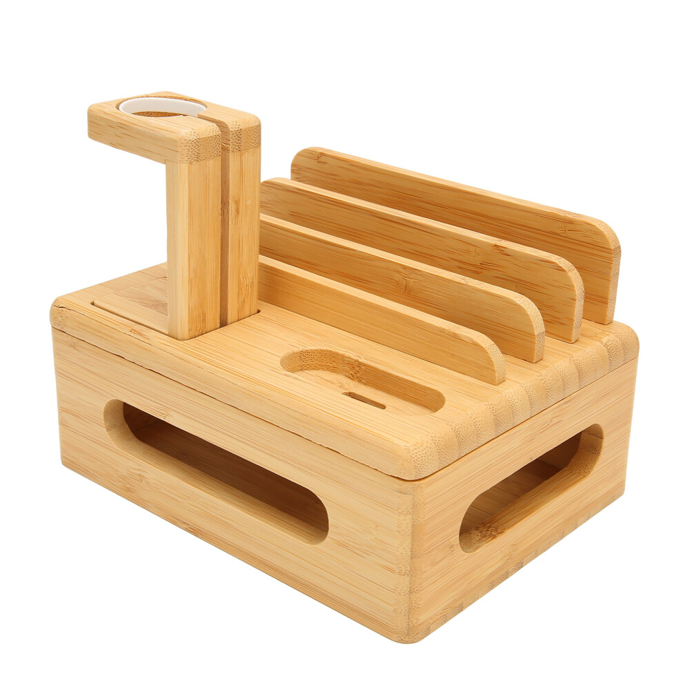 Multifunctional Organizer Charging Dock For Electronics, Bamboo Charging Station With Cable Cord Management And Non Slip Pads, Desktop Decoration For 9012494382402