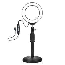 Telescopic Stand Desk Ring Light, Built-in Phone Holder for Tiktok Reels and Video Calls