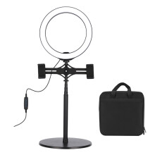 Video Recording Lighting Ring Light Kit with Universal Ball Head, Dimmable Ring Light with Overhead Arm for Content Creators Live Streamers Photograph