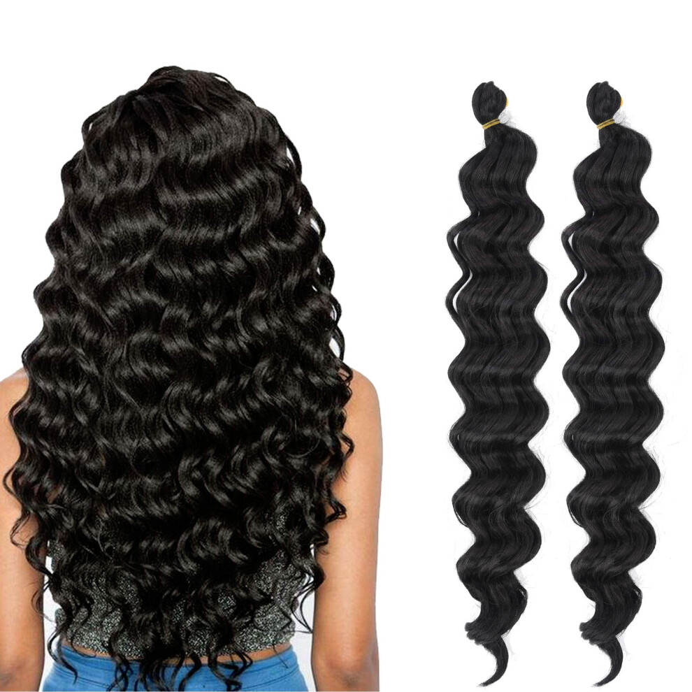 Unisex Ocean Wave Crochet Hair 7 Packs Pre Looped Curly Braids Extensions 20Inch Synthetic Fiber 1B