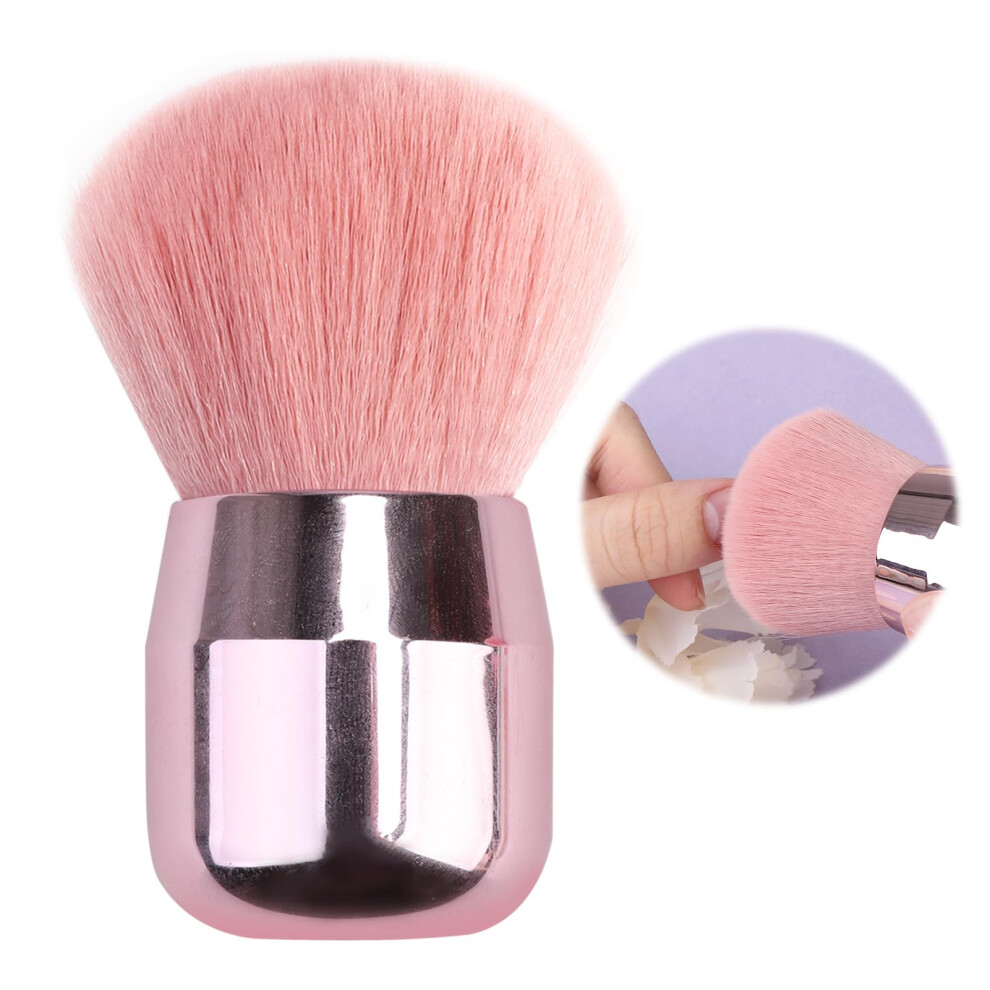 Pink Nail Dust Brush With Soft Dense Bristles For Acrylic Nails And Makeup, Compact 1Pcs