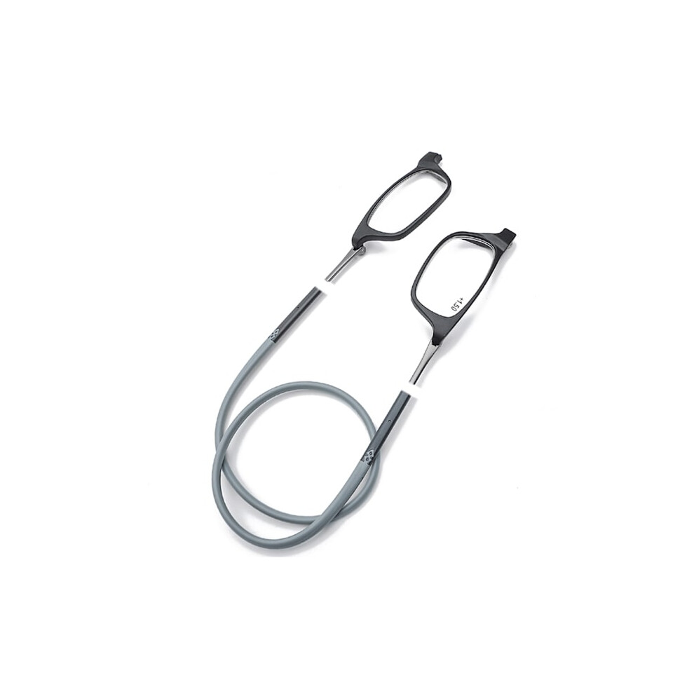Magnetic Reading Glasses with Senile Cord UNISEX (+1.0-+3.5) Black / Grey +1.25