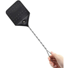 2-Pack Rugged Leather Fly Swatter - 17.5" Heavy Duty with Metal Handle, Rustic Design for Flies, Bees (Chocolate)
