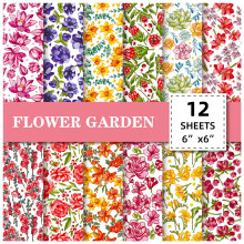 Chicmine12 peças de papel vintage para scrapbook com estampa floral elegante, ideal para trabalhos manuais.