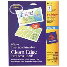 Avery Two-Side Printable Clean Edge Business Cards for Inkjet Printers, Matte, White, Pack of200 (08871)