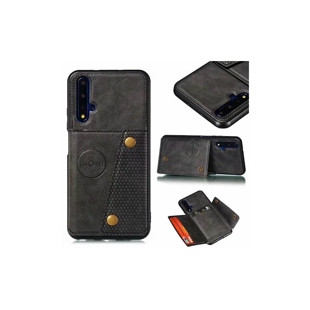 Compatible With Huawei Nova 5T - Stylish Case With Card Holder Black 9773935787087