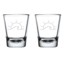 Set van 2 borrelglaasjes van 50 ml (1,75 oz) Cadeau Zon en Golf Zomer Strand Huis Meer Huis