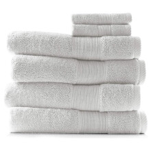 Ensemble de 6 serviettes de bain en coton - Ultra douces et très absorbantes (4 serviettes de bain, 2 gants de toilette) - Blanc