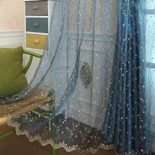 Stylish Unique Pattern Polyester Blackout Sheer Tulle for Living Room Windows 2
