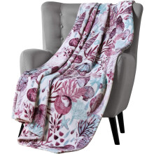 Decorative Ocean Throw Blanket: al Sea Life Jelly Fish Coral Starfish Shells Accent for Couch or Bed, Colors: Purple Aqua White (Ivory )