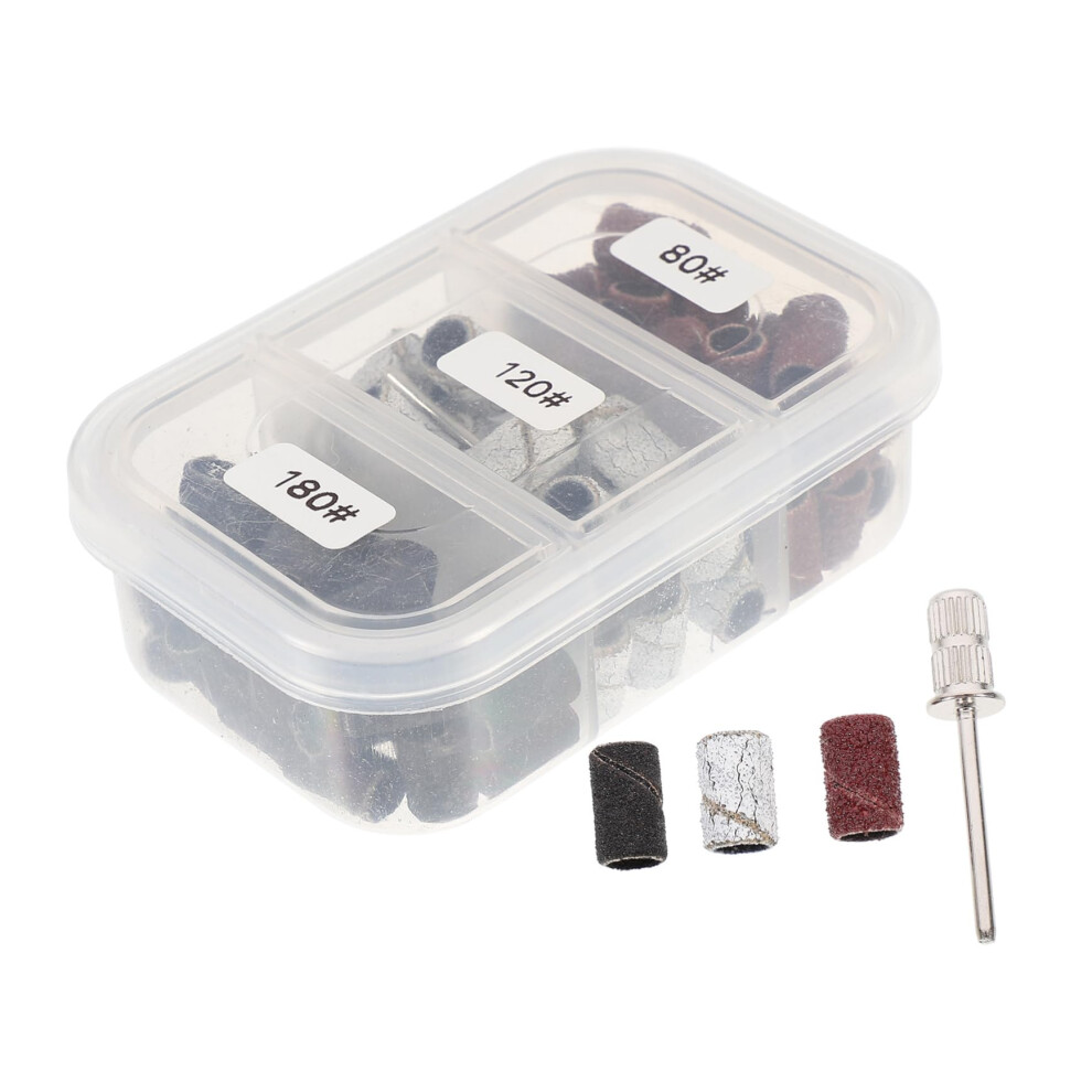 White 75Pcs Nail Sanding Bands For Electric Nail Drill With Mandrel For Smooth Lowvibration Manicure