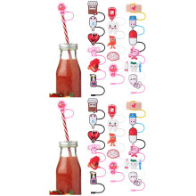 Conjunto de 34 ponteiras de canudo em PVC para decoração, acessórios decorativos, enfeites com desenhos animados e tema de enfermeira.