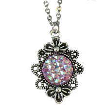 Ketting met glitter, roze/paarse sneeuw, winter, kerst, sneeuwvlokjes, roze sprankeling