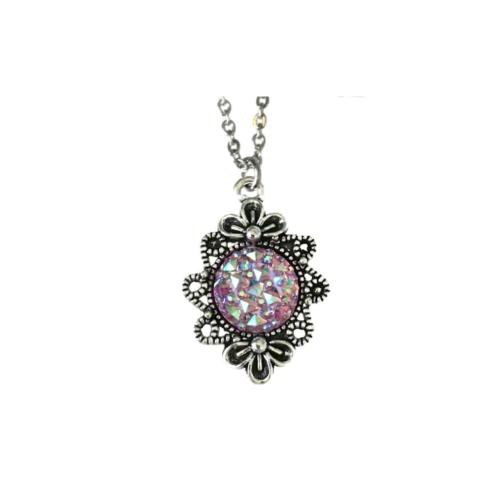 Necklace Glitter Pink/Purple Snow Winter Christmas Snowflake Sparkle Pink