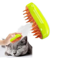 3-in-1 Self-Cleaning Cat Brush - Steaming Massage Brush for Cats, Multifunctional Hair Comb to Remove Tangled and Loose Hair Green