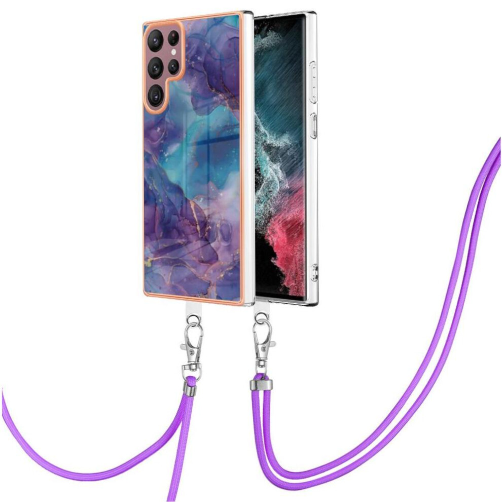 Case For Compatible With Samsung Galaxy S23 Ultra 5G Marble Soft Tpu Bumper Detachable Strap Crossbody Lanyard Cover 9773935992665