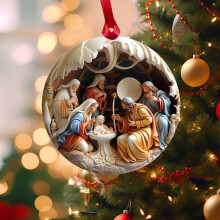 MAOWAPLG2024Kerst Stereoscopische Visie Geboortezegen Hanger 3D Effect Geboorte Acryl Auto Hangende Ornamenten