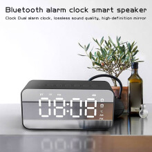 Quinlirra Paascadeaus voor Dames en Heren Uitverkoop Q6 Draadloze Bluetooth-luidspreker Cadeau Radio Wekker Spiegelklok Bluetooth Audio Kantoor Thuis