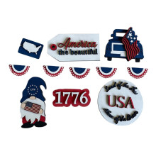Patriotic 4th of July Tiered Tray Decor Set, Red White Blue USA Stars & Stripes Flag, Memorial Day Vintage Wood Sign, Summer Home Table Mini Decor