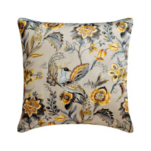 Fundas de cojín HomeCentric, gris y amarillo, 56 x 56 cm, paquete de 2, cojines decorativos de satén con estampado de pavo real para sofá, estilo