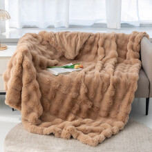Luxury Faux Fur Blanket 108"x90" - Super Thick Warm Long Fluff Fuzzy Throw with Soft Plush Velvet Back, Deluxe Grey