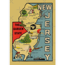 Carte vintage du New Jersey (encadrée ou non)