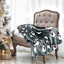 Pătură Antqov de Crăciun, model cu fulgi de zăpadă și reni, 26x39", flanel moale și confortabil, pentru canapea, birou - compatibilă cu casa