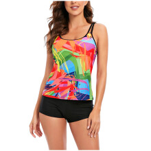 OAVQHLG3B Tankini badpak voor dames, zwemkleding, boyshort shorts, bescheiden tweedelig badpak, strandkleding