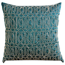 Royal Peacock Green -tyynyliina vetoketjulla, 61x61 cm, neliönmuotoinen silkkikankaasta valmistettu ristikkokuvio, geometrinen kuvio