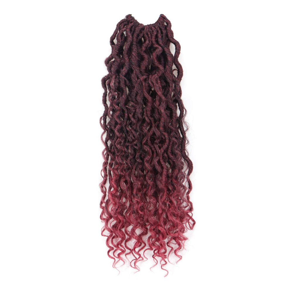 Curly Faux Locs Crochet Hair 18 Inch Pre Looped Ombre Burgundy Goddess Locs Extensions for Women