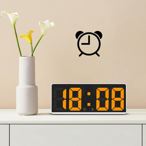 Tarmeek Digital Alarm Clock with Large LED Display, Compatible with Wall Mounting, White Frame, Fully Functional for Bedside, Study, Kitchen 1