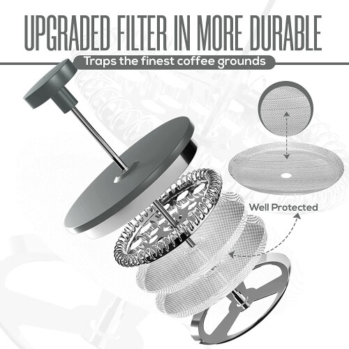 Grade Stainless Steel French Press Coffee Maker 2 Extra Filter 1