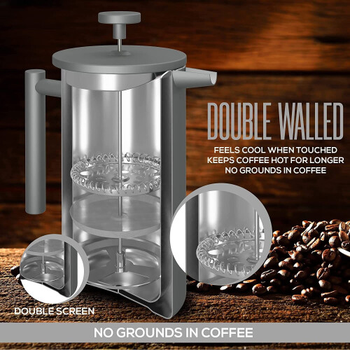 Grade Stainless Steel French Press Coffee Maker 2 Extra Filter 2