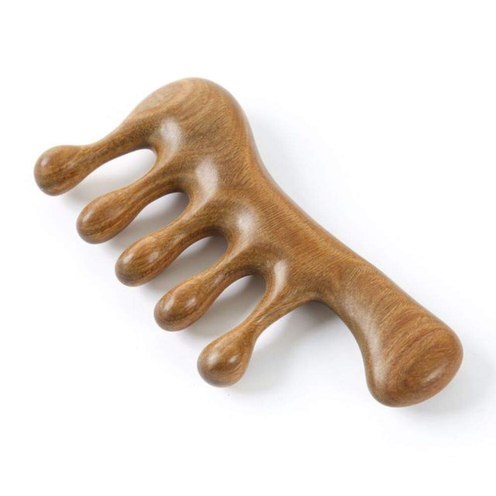Unisex Green Wide Tooth Wooden Hair Comb Sandalwood For Gentle Detangling And Scalp Massage Flag Shape