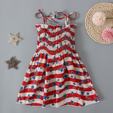 FAMTKT Toddler Baby Girl 4th of July Dress Independence Day Outfit Kid American Flag Stars Stripes Patriotic Dress Clothes
