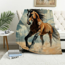 Brown Horse Blanket, Soft Warm Lightweight Animal Flannel Throw for Couch, Bed, Travel & Outdoor, Cozy Fuzzy Blanket 50x60in