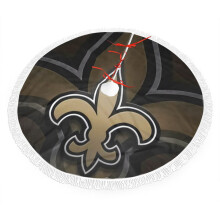 Jupe de sapin de Noël pour les fans des Saints, bordure à franges en peluche aux couleurs de l'équipe, installation facile, lumineuse et festive