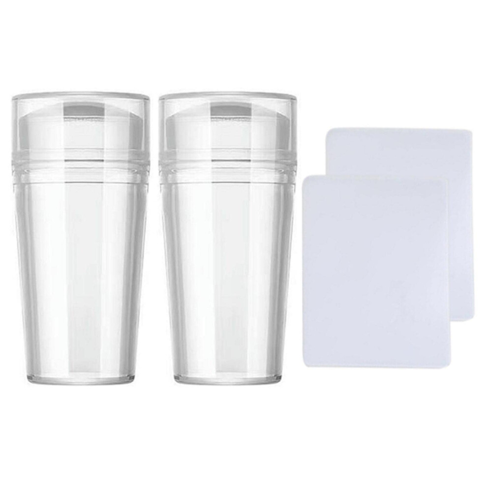 French Nail Tip Stamper Set with Clear Silicone Jelly, Precise Design Placement, 4 PCS with Scrapers