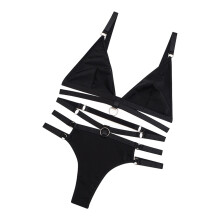 Trådløs Choker Lingeri Sæt Sexet Punk Gotisk Sele Outfit Med Metalringe, Slim Fit Design Til Flere Lejligheder