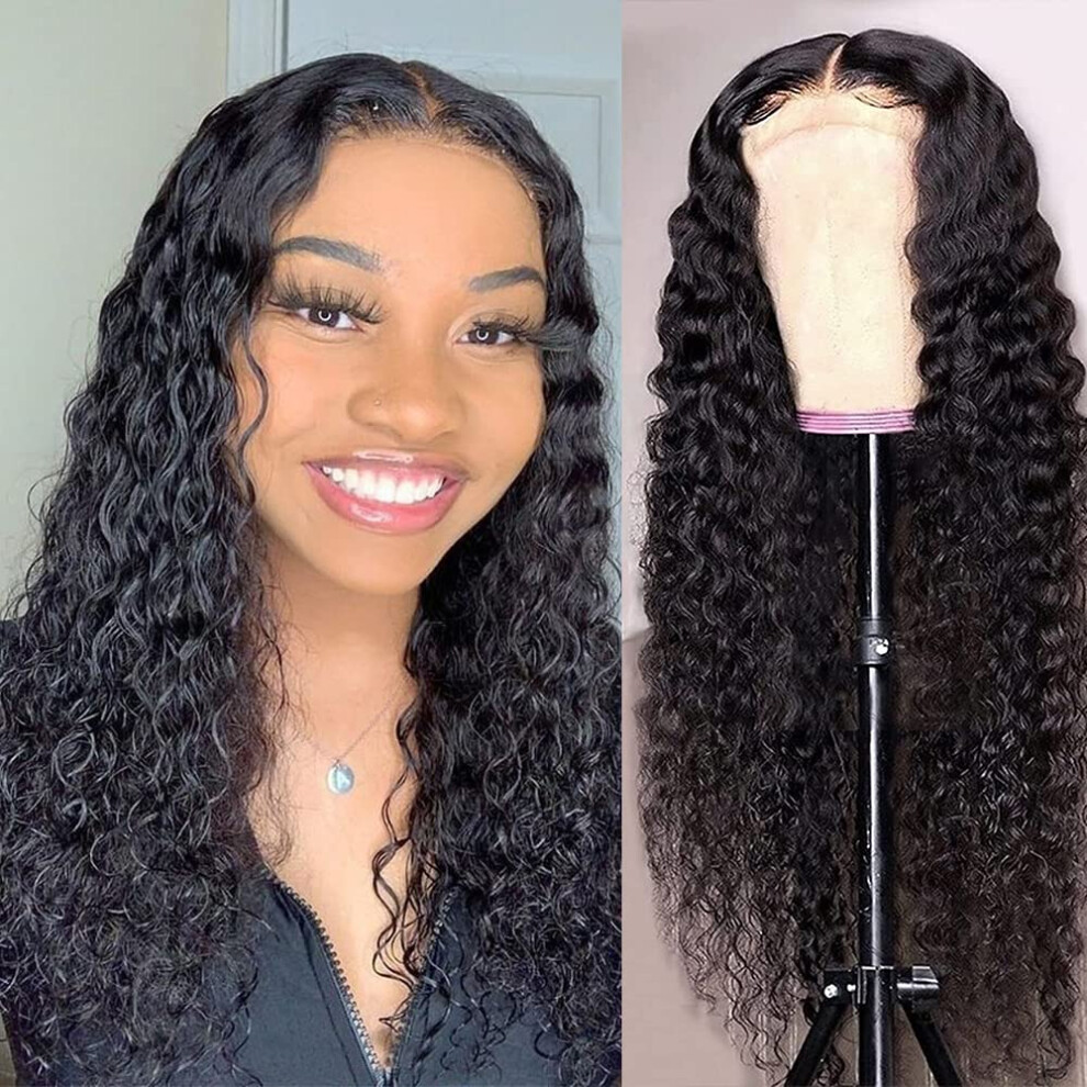 Unisex 20 Inch Lace Front Wigs Human Hair Brazilian Curly Wig 180 Density Pre Plucked Bleached Knots Natural Hairline
