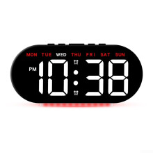 Digital Alarm Clock with USB Charging and Soft Ambient LED Light for Modern Bedroom Decor BRed
