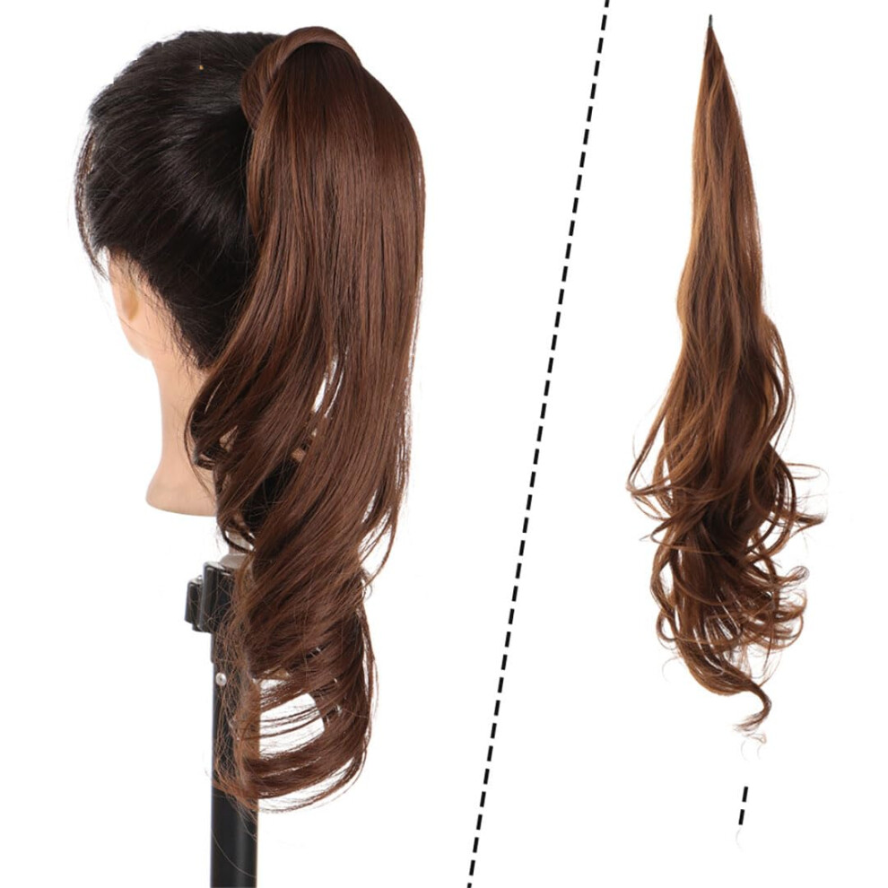 Unisex 32Inch Synthetic Long Curly Ponytail Hair Extension With Heatstylable Waves And Easy Clipin